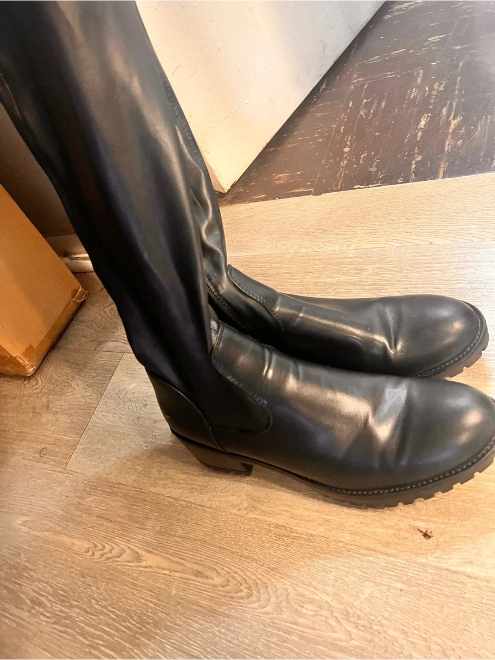 AKIRA Black Over-the-Knee Leather Boots